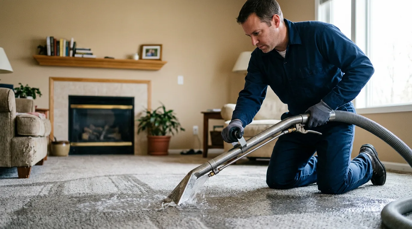 Water damage restoration technician working near Albion, NE